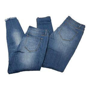 Kancan 13 30 Jeans High Rise Ankle Skinny‎ Raw Hem Blue Denim Distressed 2 Pair
